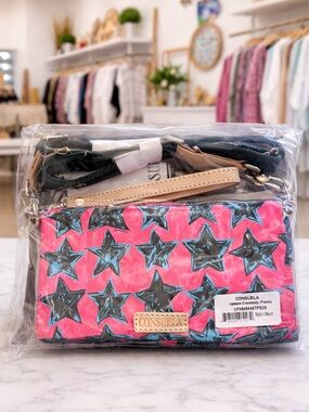 NWT- Consuela” Presley” uptown crossbody in Pink Star Print